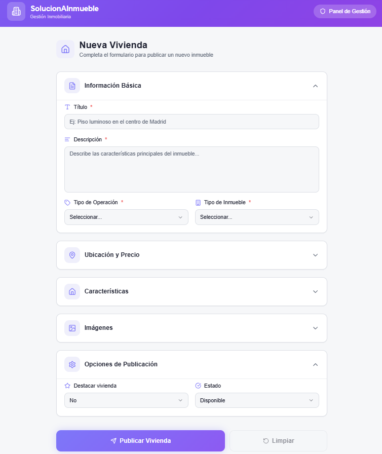 Formulario subida propiedades